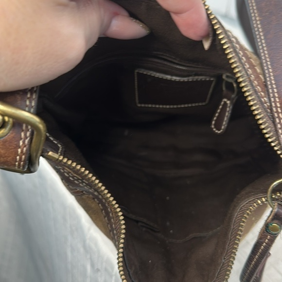 Vintage Coach Animal Print Patchwork Suede, Leather, Canvas & Velvet Hobo Bag - Picture 7 of 8